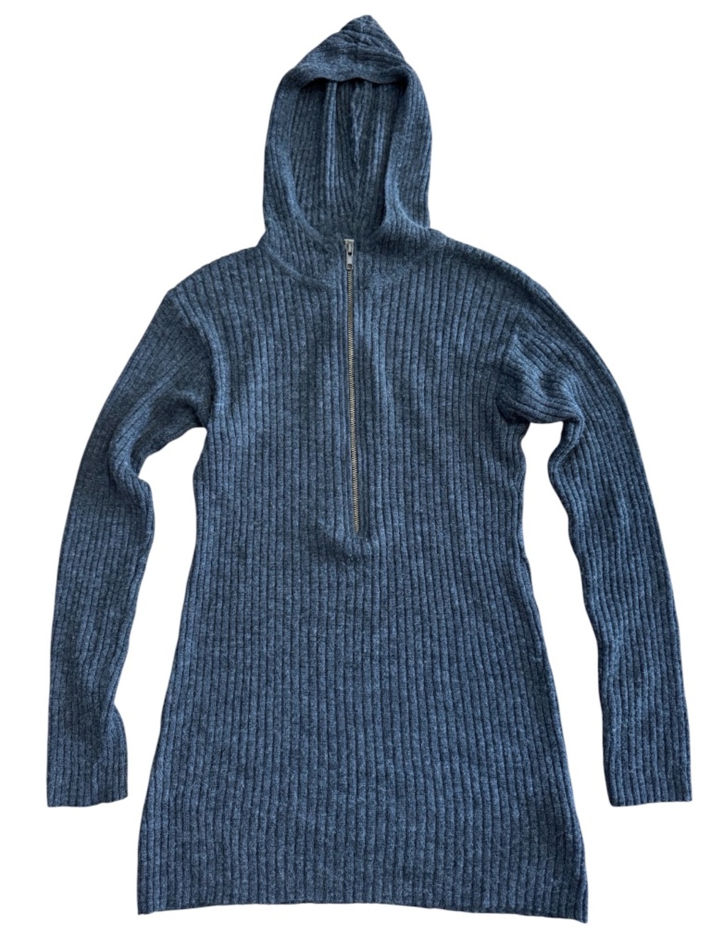 Free People Gray Ribbed Hooded Sweater Size Medium Wool Blend